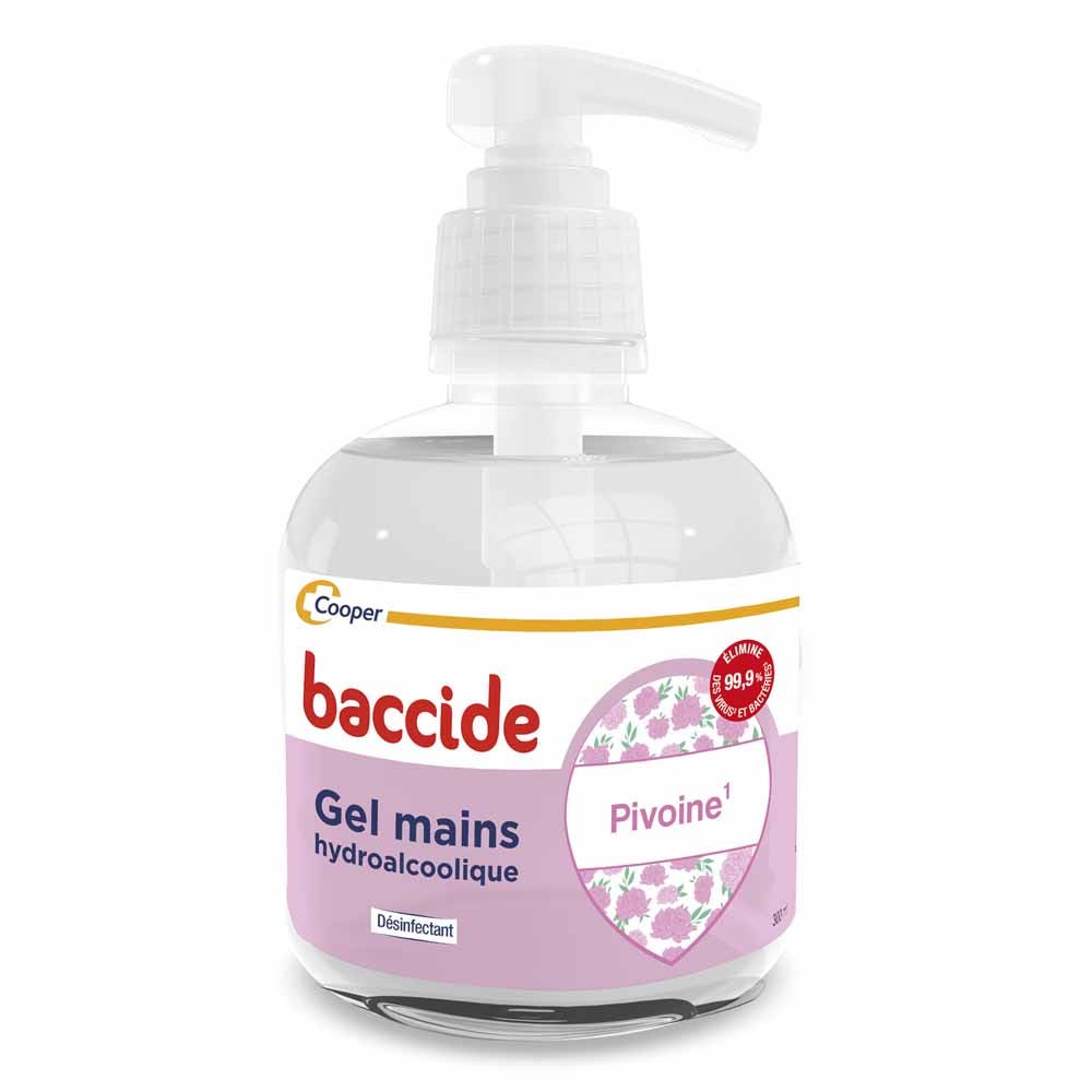 Baccide Gel Mains Désinfectant Hydroalcoolique Pivoine Peaux sensibles 300ml (10.14fl oz)