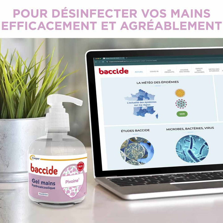 Baccide Gel Mains Désinfectant Hydroalcoolique Pivoine Peaux sensibles 300ml (10.14fl oz)