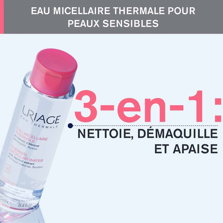Eau micellaire thermique d'uriage pour les peaux sensibles à l'hygiène faciale 250 ml (8,45 fl oz)