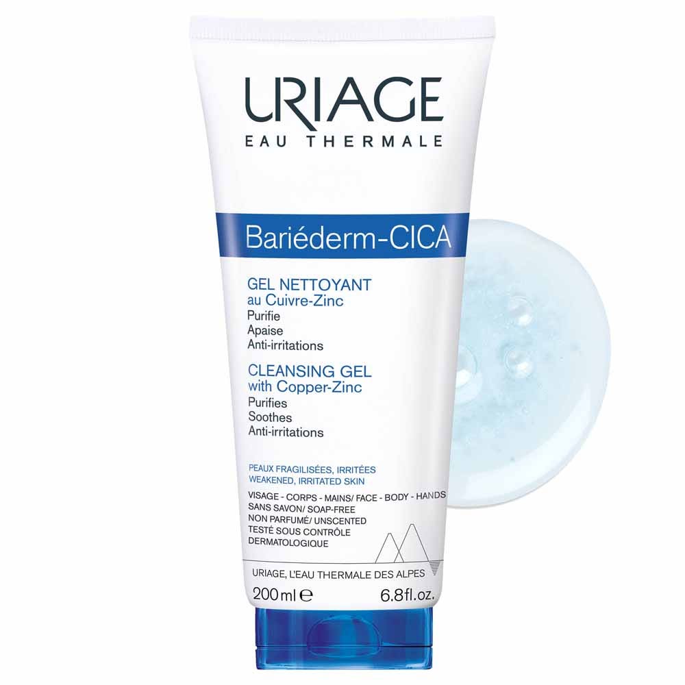Uriage Bariederm Cleansing Cica-Gel for Irritated Skin 200ml (6.76 fl oz)