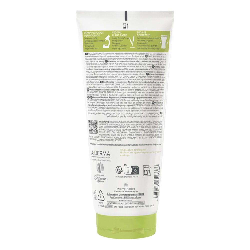 A-Derma Exomega Control Repairing Night Cream 200 ml (6.76fl oz)