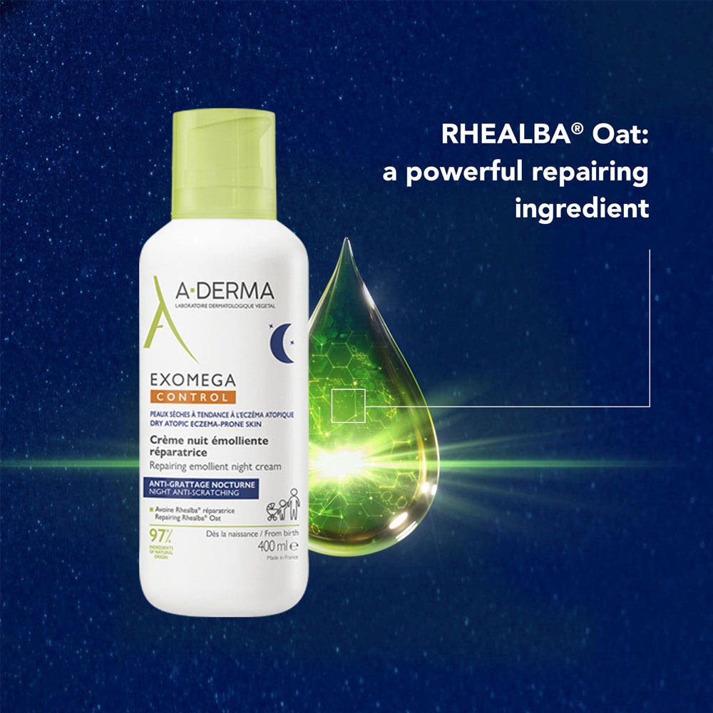 A-Derma Exomega Control Crème Nuit Emolliente Réparatrice 400ml (13.53fl oz)