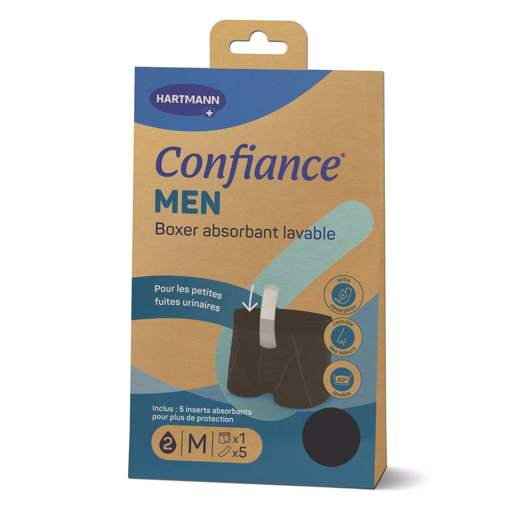 Hartmann Confiance Men Washable absorbent bladder weakness boxer shorts x1 + 5 Inserts