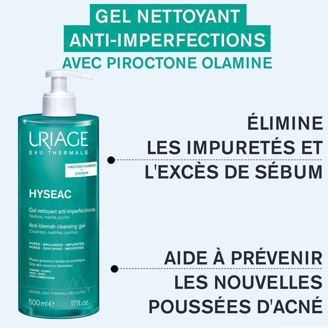 Uriage Hyseac Cleansing Gel for Combination to Oily Skin 500ml (16.90fl oz)