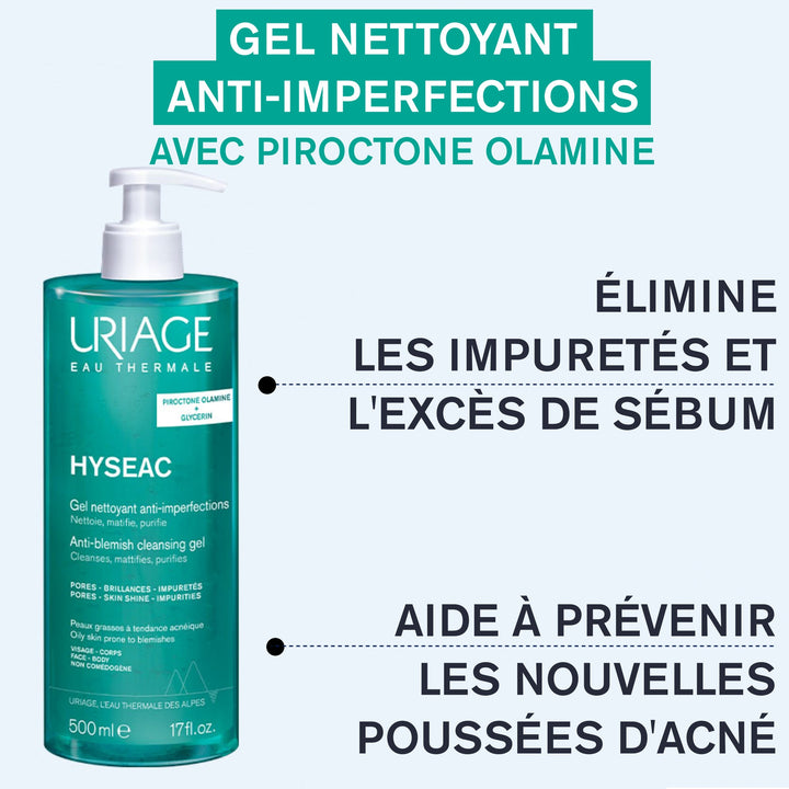 Uriage Hyseac Cleansing Gel for Combination to Oily Skin 500ml (16.90fl oz)