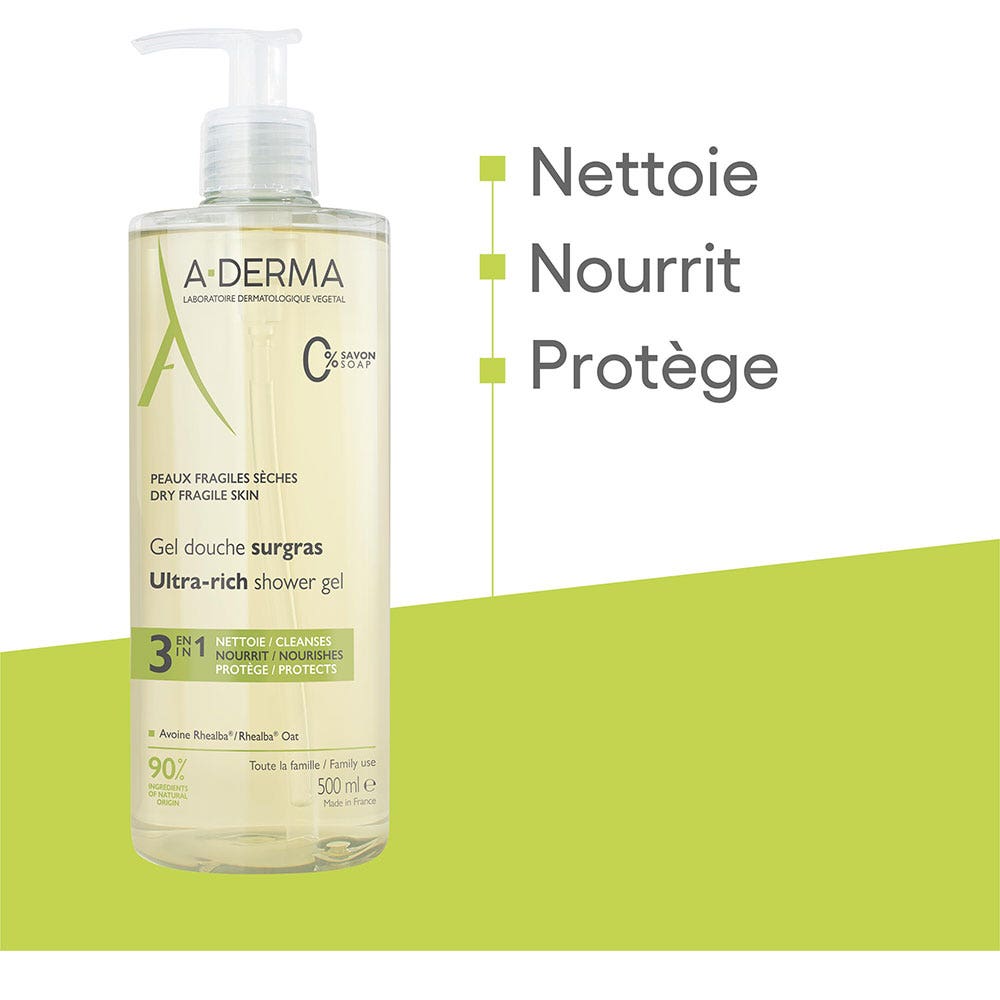 A-Derma Rhealba oats Surgras shower gel 500ml (16.91fl oz)