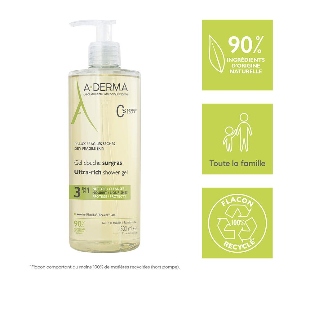 A-Derma Rhealba oats Surgras shower gel 500ml (16.91fl oz)