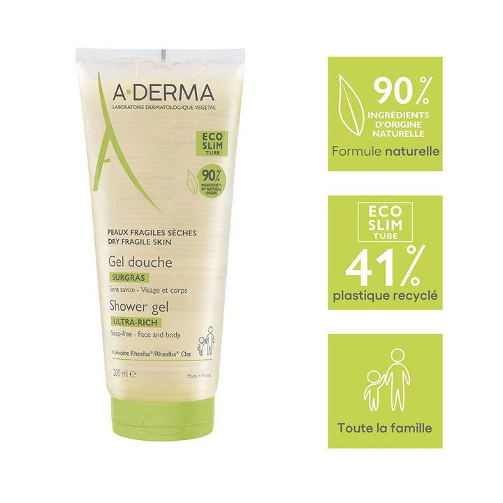 A-Derma Rhealba oats Surgras shower gel 200 ml (6.76fl oz)