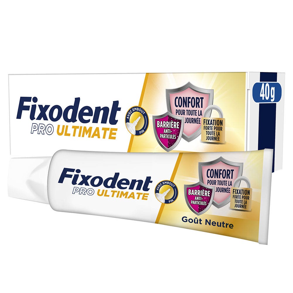 Fixodent Pro Ultimate Adhesive Cream For Total & Partial Dentures Taste Neutre 40ml (1.35fl oz)