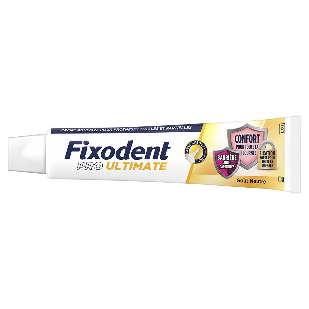 Fixodent Pro Ultimate Adhesive Cream For Total & Partial Dentures Taste Neutre 57ml (1.93fl oz)