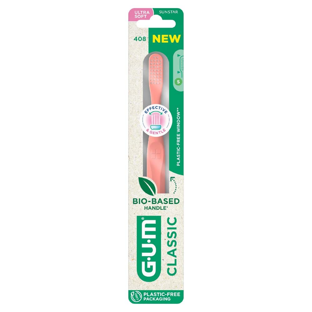 Gum Classic Bio-sourced toothbrush ultra-soft 15/100 bristles, compact head 1 unit