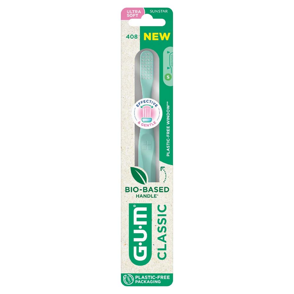 Gum Classic Bio-sourced toothbrush ultra-soft 15/100 bristles, compact head 1 unit