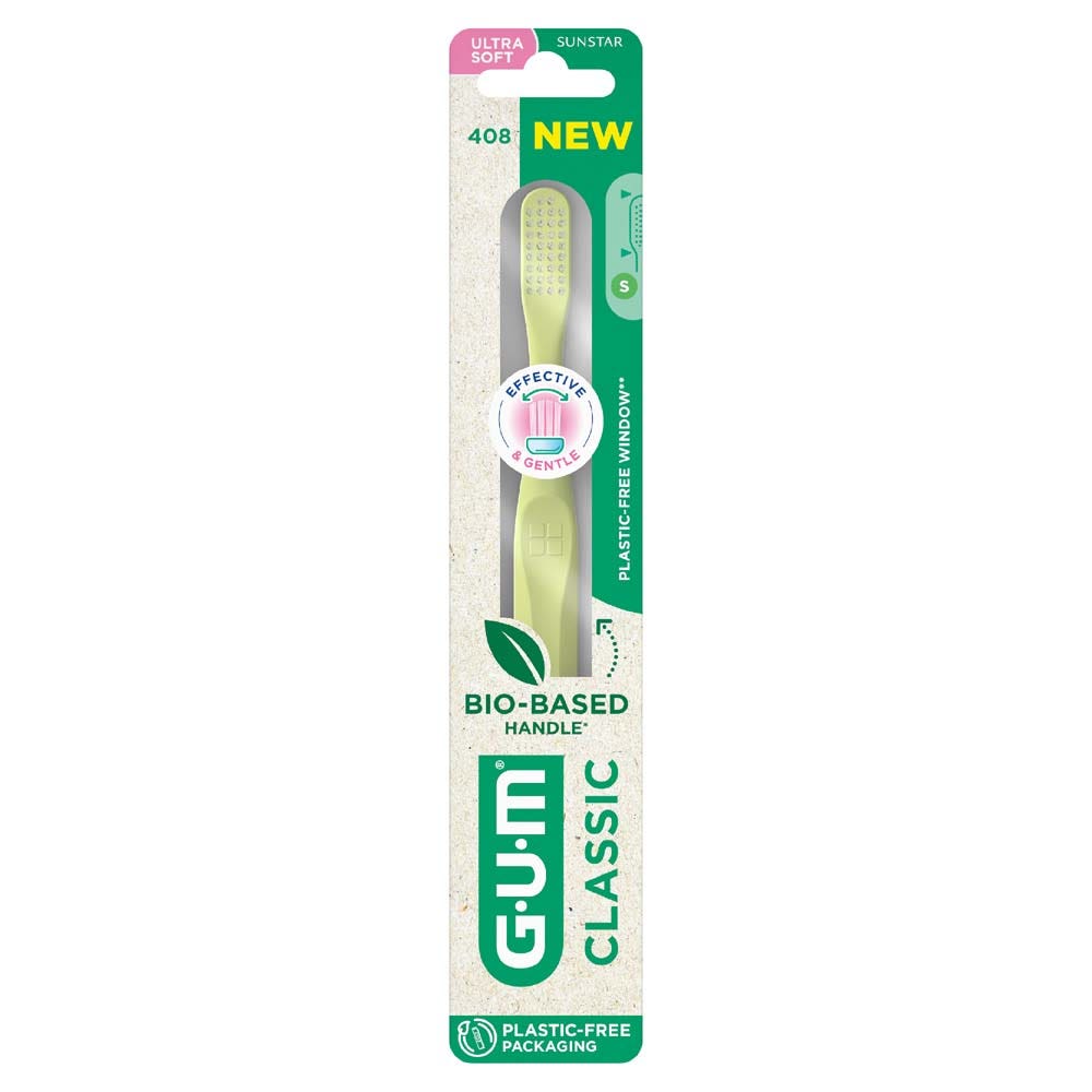 Gum Classic Bio-sourced toothbrush ultra-soft 15/100 bristles, compact head 1 unit