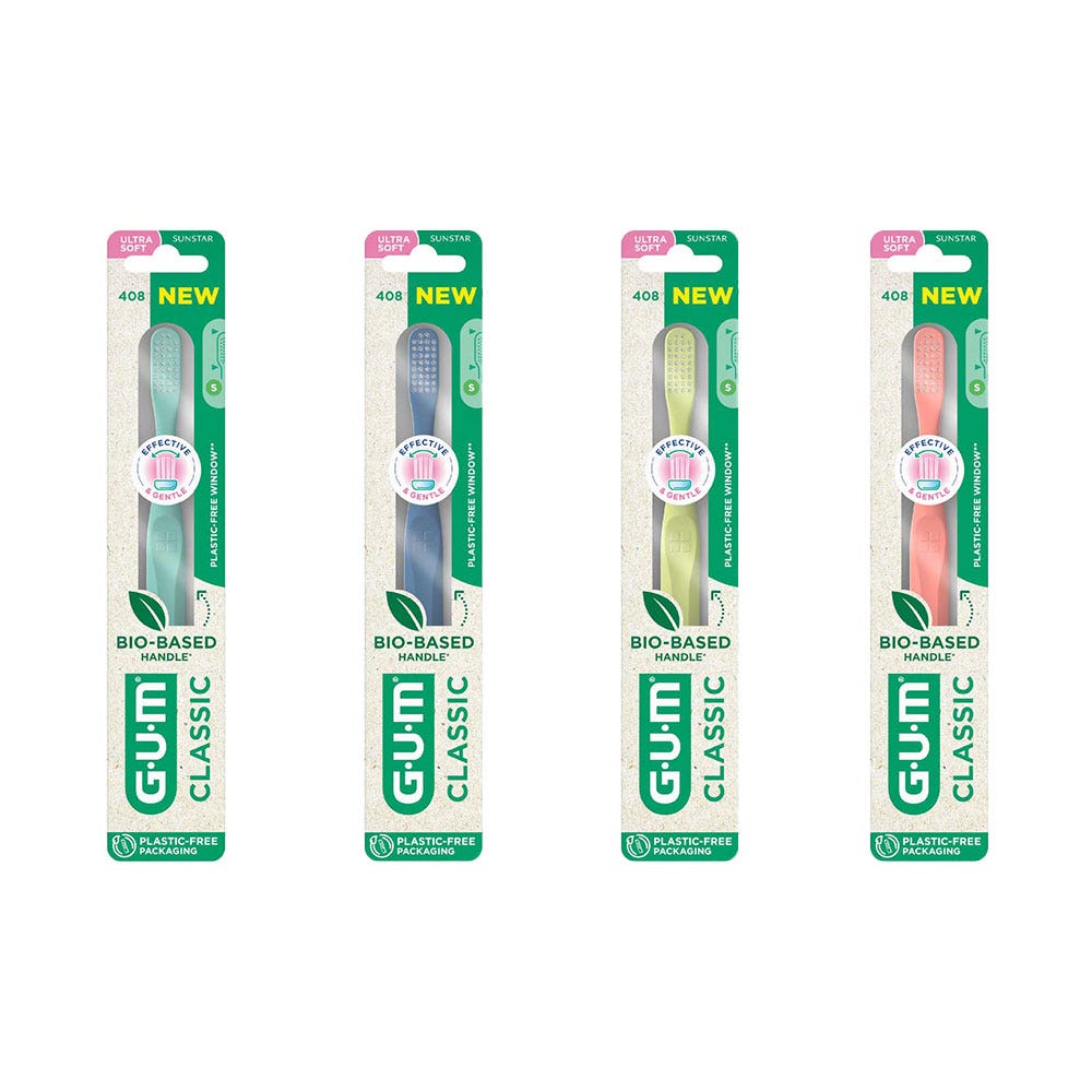 Gum Classic Bio-sourced toothbrush ultra-soft 15/100 bristles, compact head 1 unit
