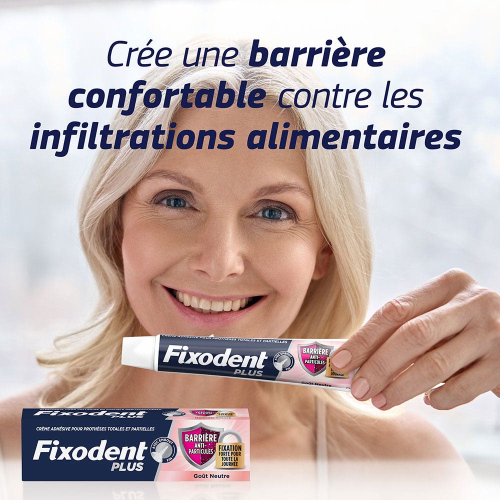Fixodent Pro plus Adhesive cream for full & partial dentures particle barrier 40g (1.41oz)