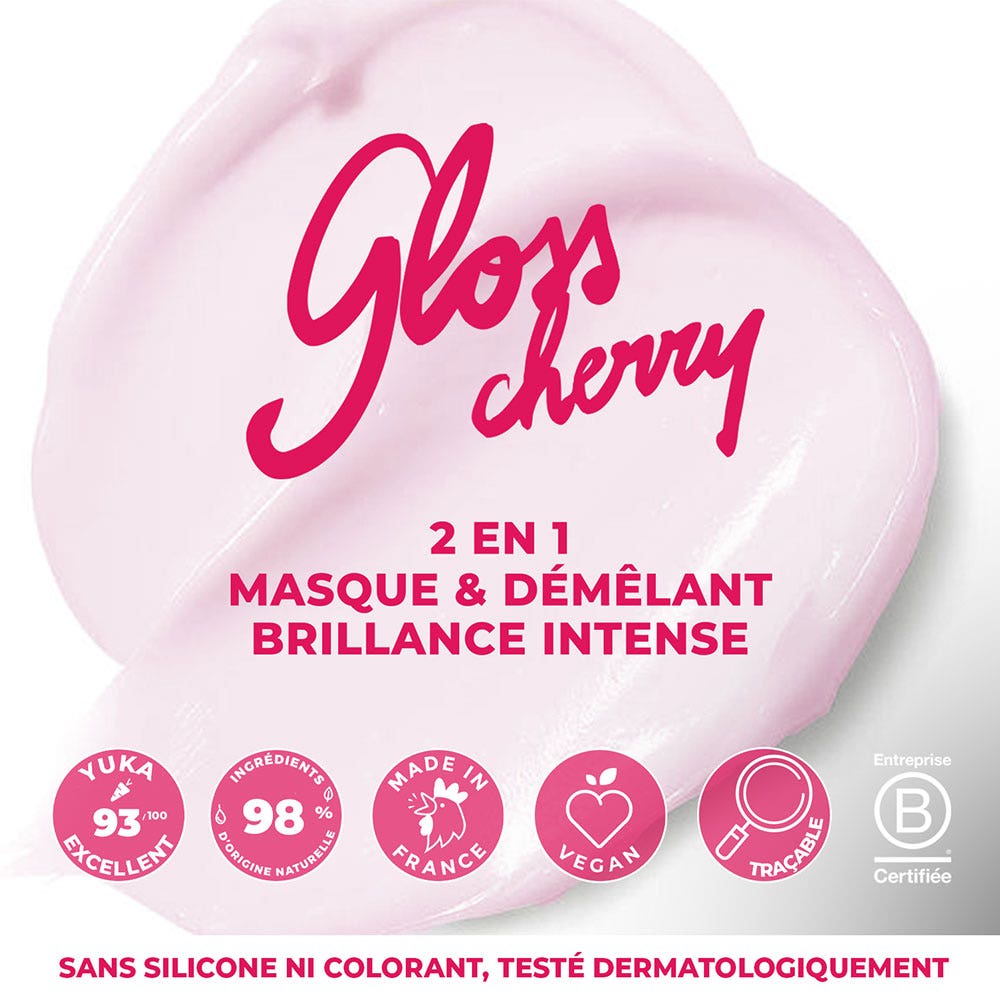 Energie Fruit Gloss Cherry 2 en 1 Masque & Démêlant Brillance Intense Cheveux Ternes, Colorés 200ml (6.76fl oz)