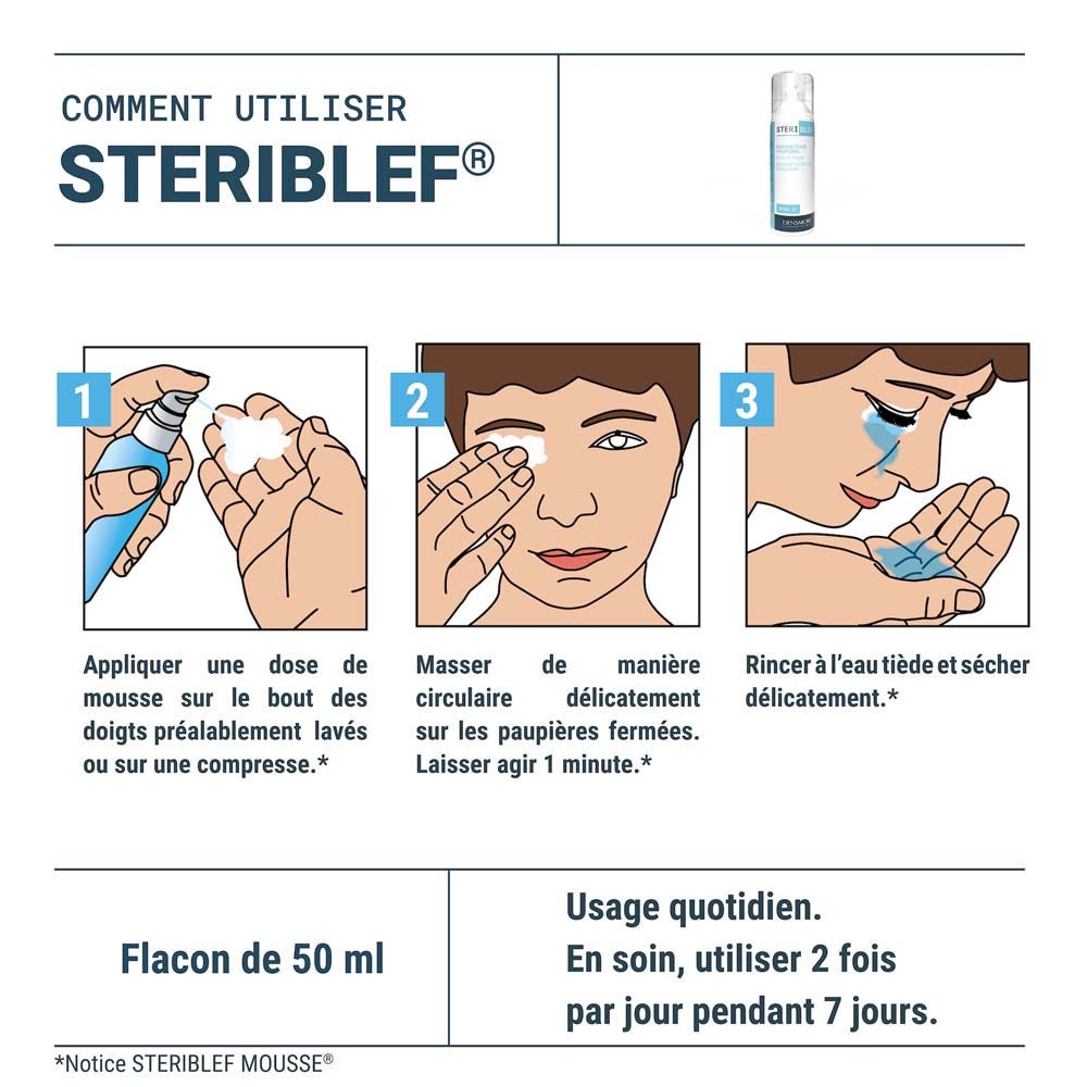 Densmore Steriblef foaming eyelid and lash cleanser 50ml (1.69fl oz)