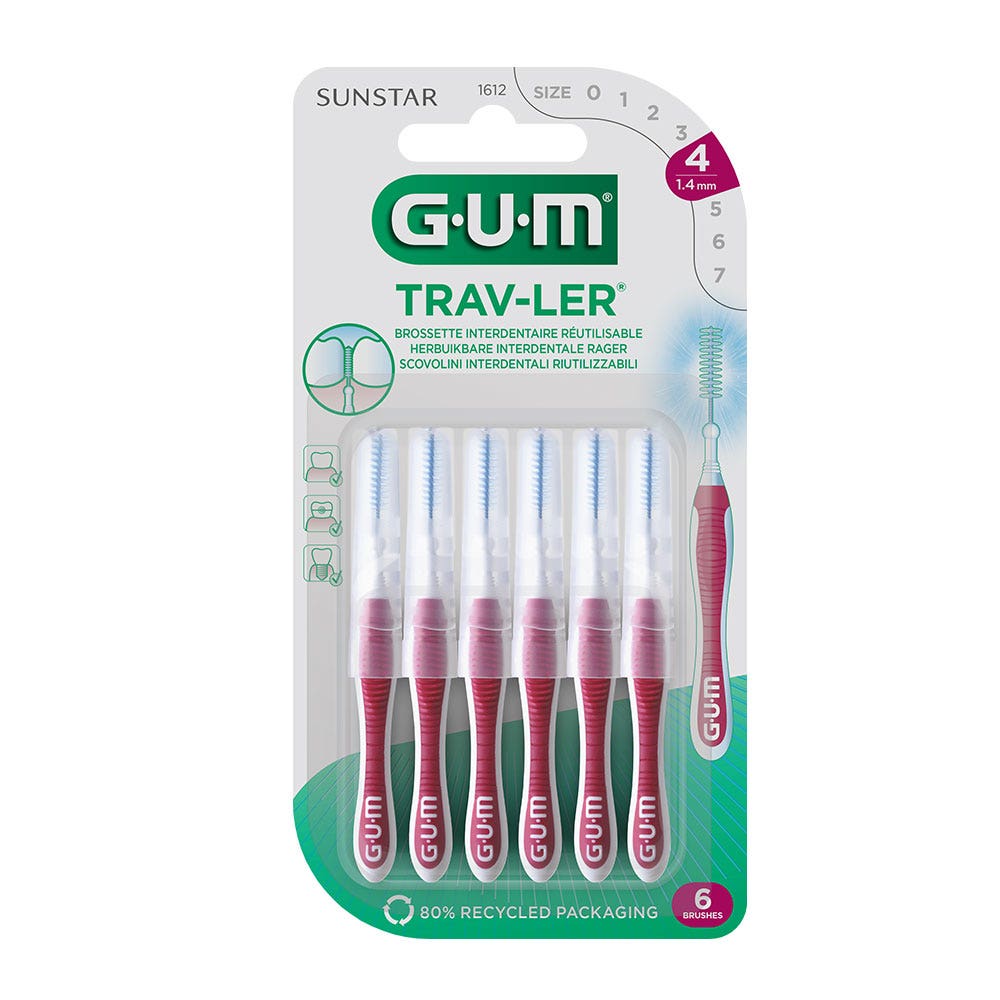 Gum Trav-ler Interdental Brushes 1612 Trav-ler 1.4 Mm X4 x6