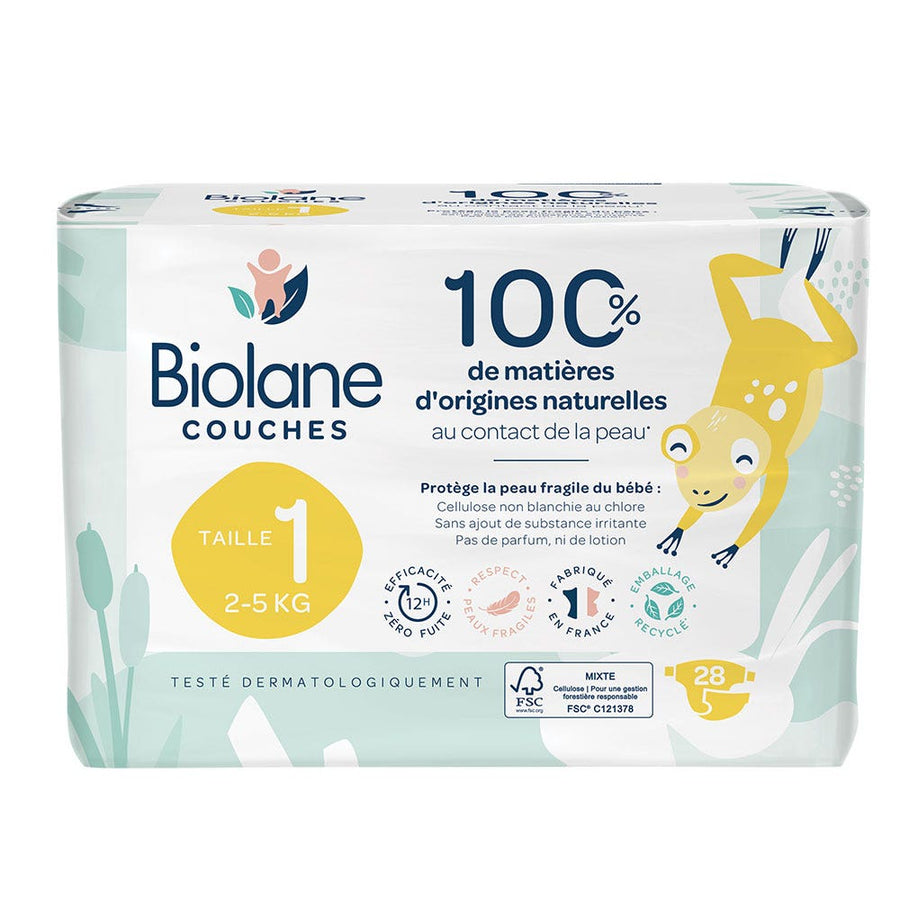Biolane Natural Eco Diapers Size 1 2-5kg x28