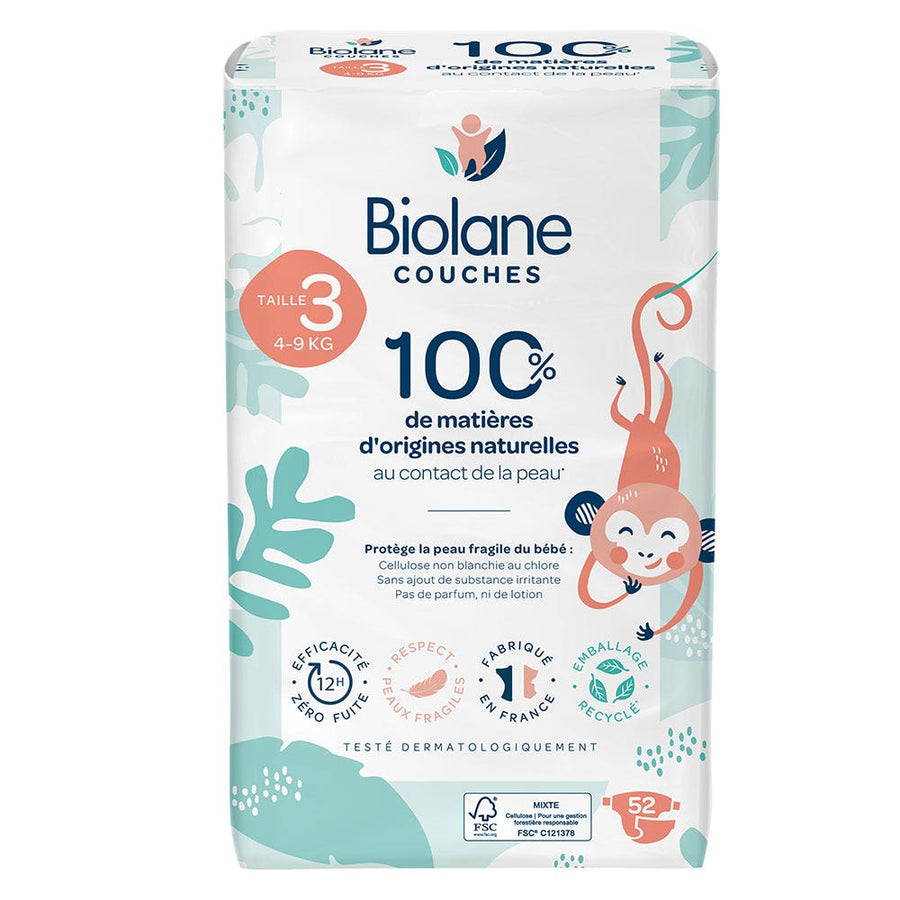 Biolane Natural Diapers Size 3 4-9kg x52
