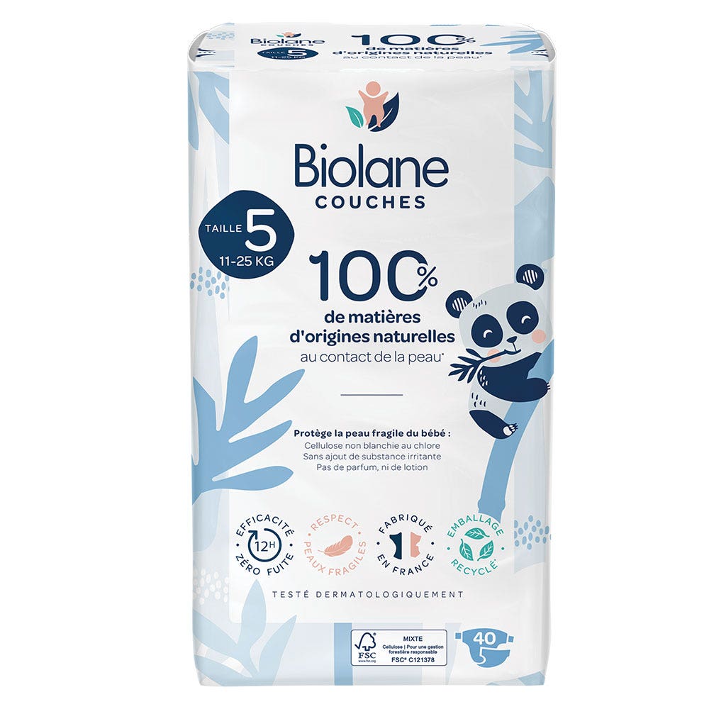 Biolane Natural Eco Diapers Size 5 x40
