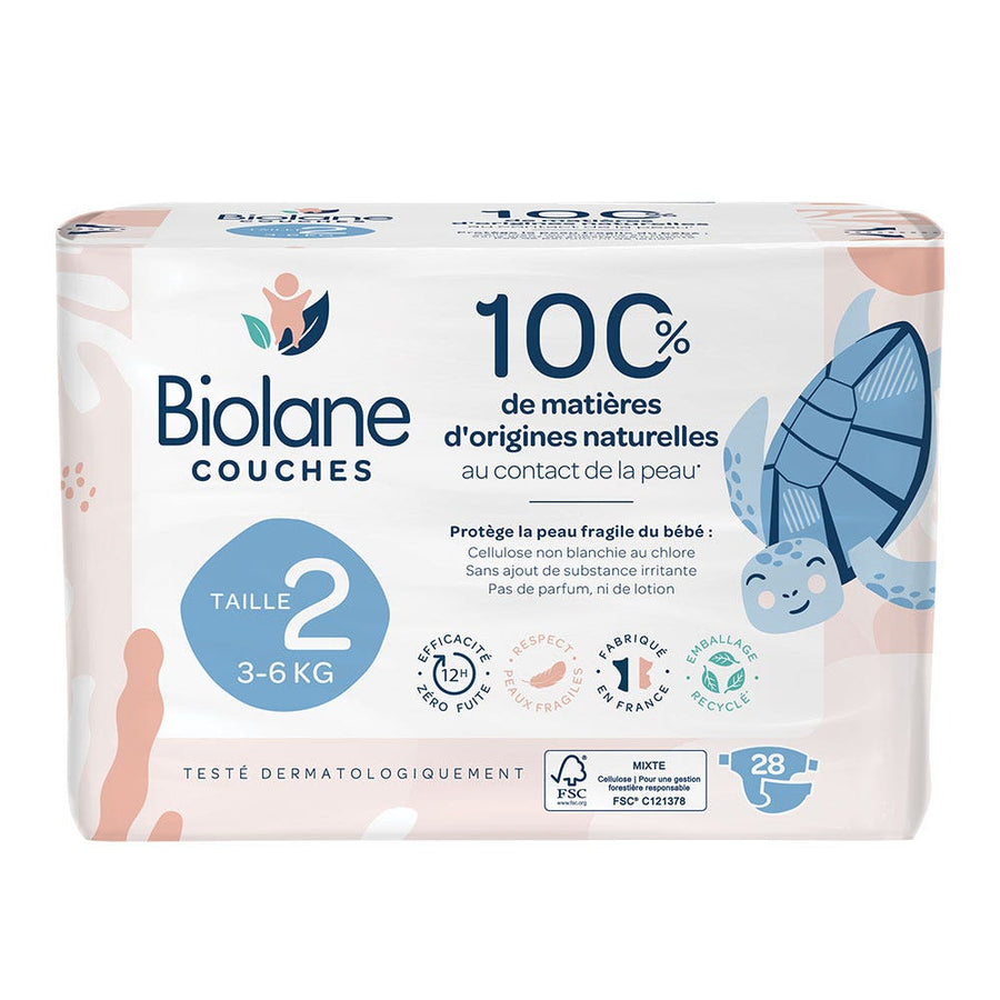 Biolane Natural Eco Nappies Size 2 No Leak x28