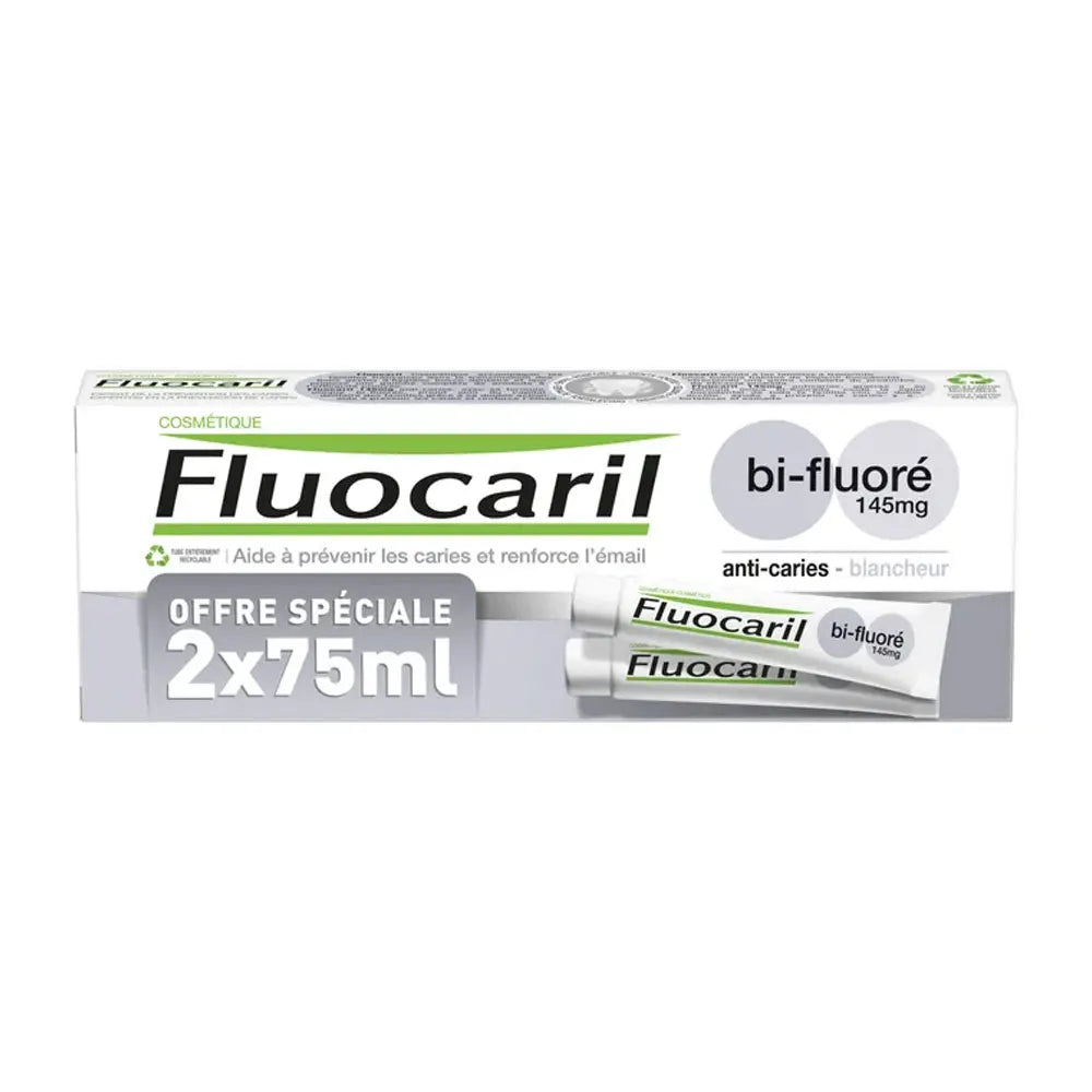 Fluocaril Dentifrice Bi-fluor Blanchissant Menthe 75 ml x2 (2,53 fl oz x2)