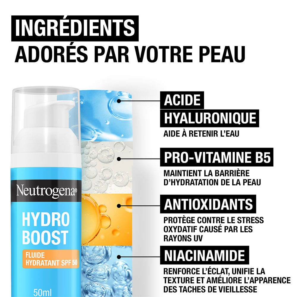 Neutrogena Hydro Boost Hydrating Fluid with Hyaluronic Acid B5 and Niacinamide SPF 50 50ml (1.69fl oz)