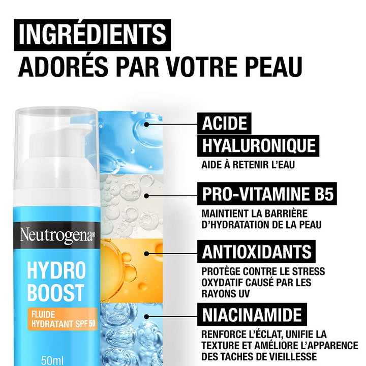 Neutrogena Hydro Boost Hydrating Fluid with Hyaluronic Acid B5 and Niacinamide SPF 50 50ml (1.69fl oz)