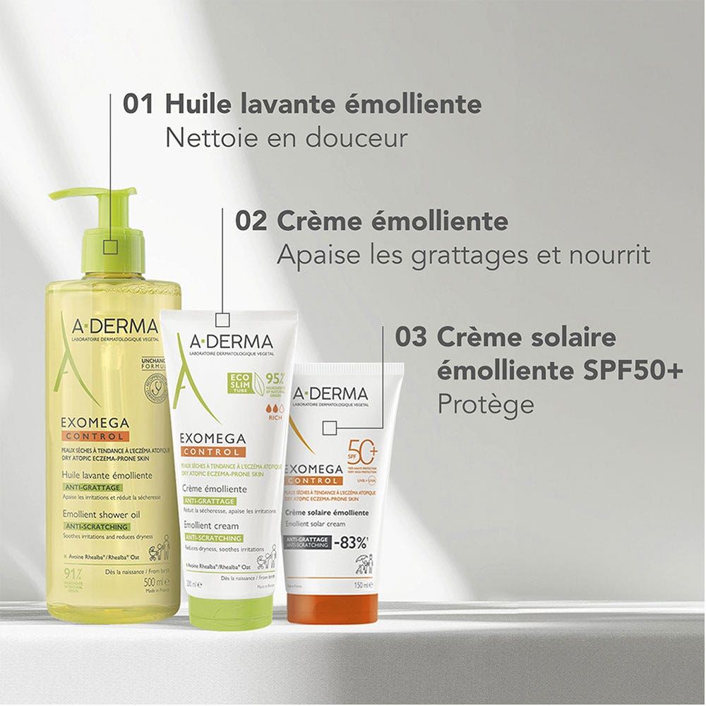 A-Derma Exomega Control Anti-scratch emollient cream SPF50+ 150 ml (5.07fl oz)