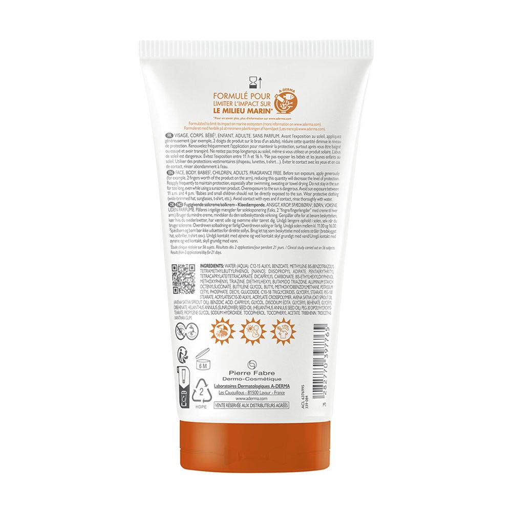 A-Derma Exomega Control Anti-scratch emollient cream SPF50+ 150 ml (5.07fl oz)