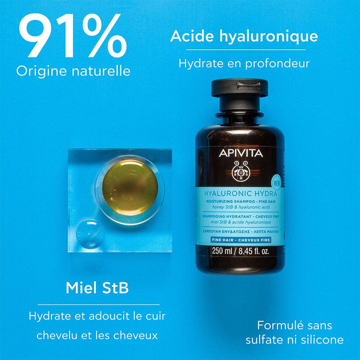 Apivita Hyaluronic Hydra Hydrating shampoo fine hair 250 ml (8.45fl oz)
