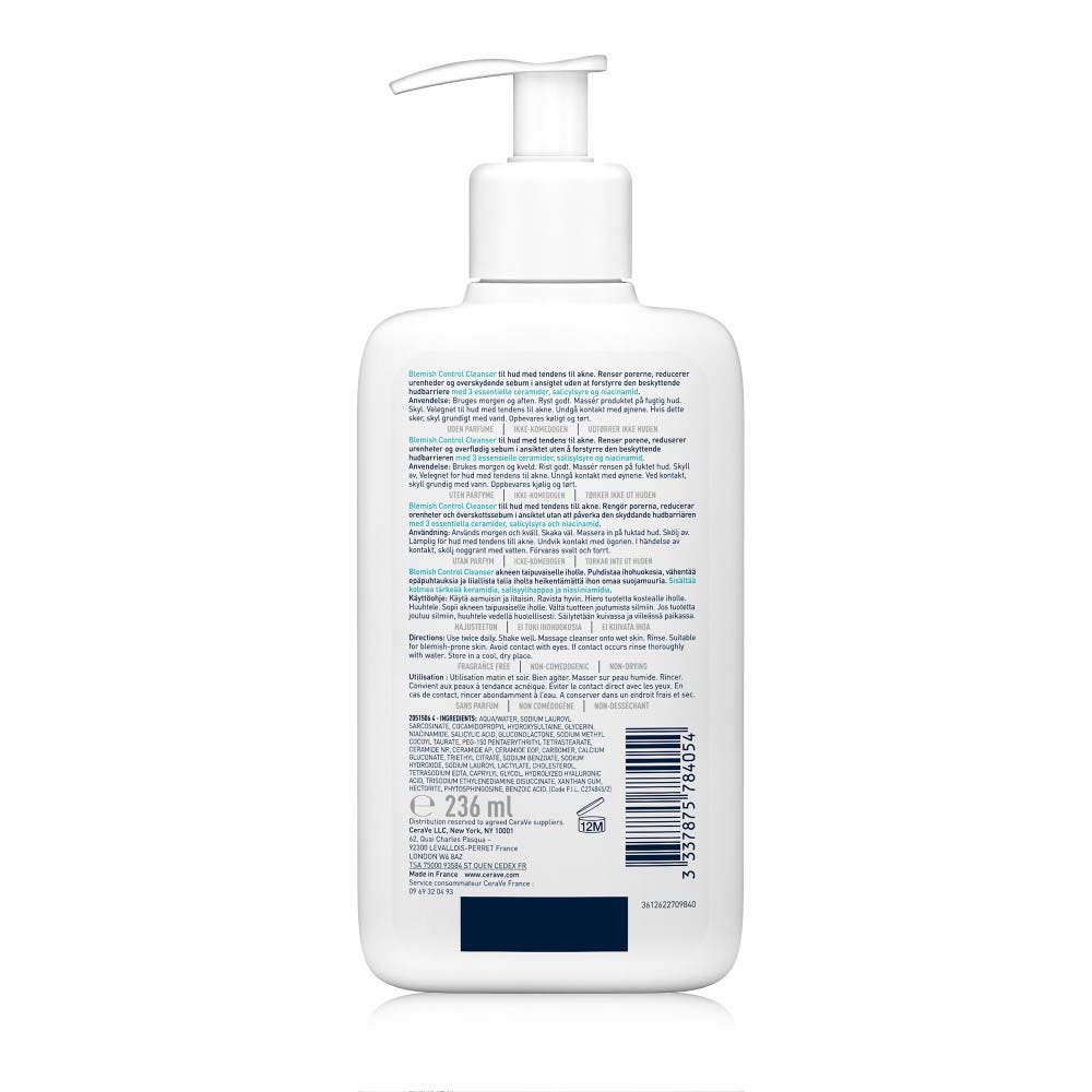 Cerave Face Anti-Temps Mouing Gel Splamed & Acné Skin sujette à l'acné 236 ml (7,98FL OZ)
