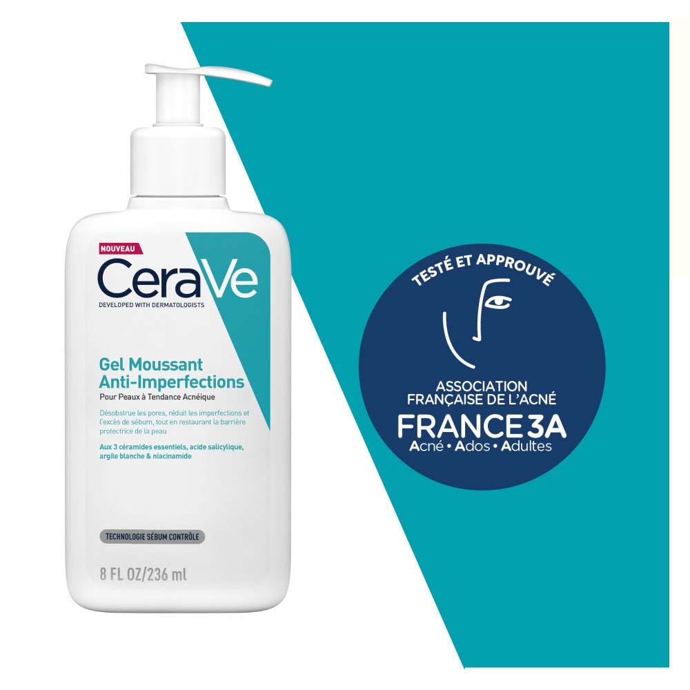 Cerave Face Anti-Temps Mouing Gel Splamed & Acné Skin sujette à l'acné 236 ml (7,98FL OZ)