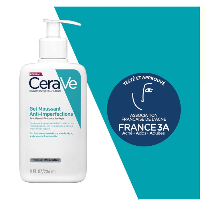 Cerave Face Anti-Temps Mouing Gel Splamed & Acné Skin sujette à l'acné 236 ml (7,98FL OZ)
