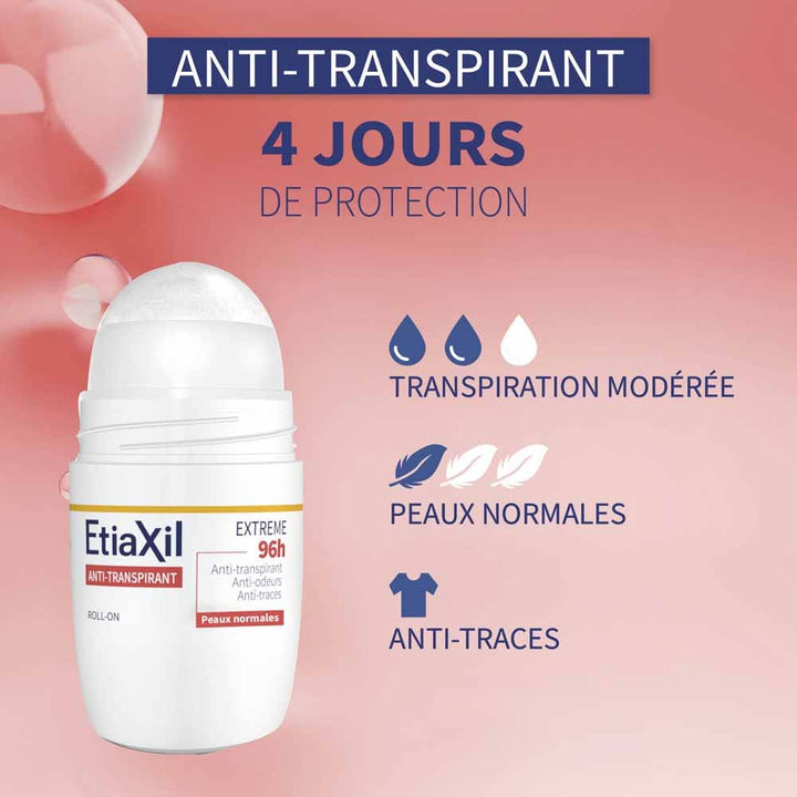 Etiaxil Antiperspirant Extreme 96-hour roll-on deodorant normal skin 50 ml (1.69fl oz)