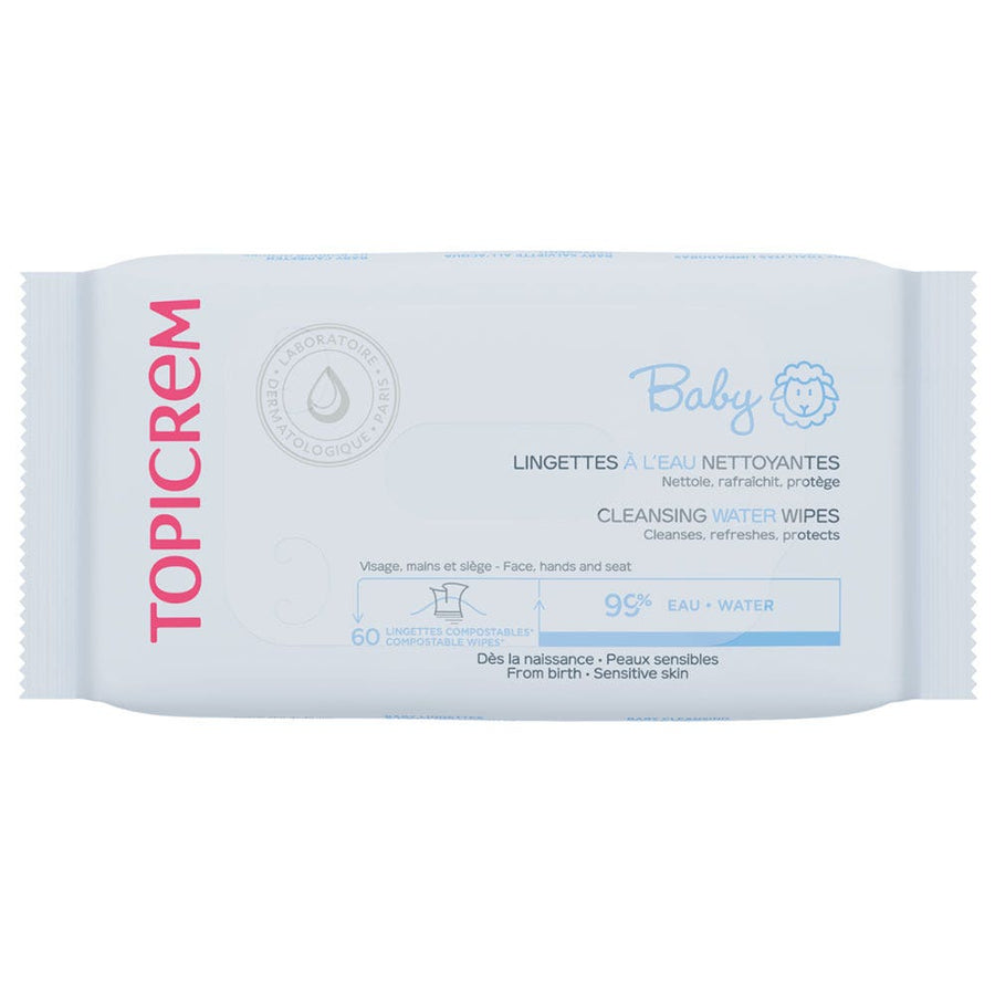Topicrem Baby Cleansing Wipes for Face, Hands and Nappy Area x60