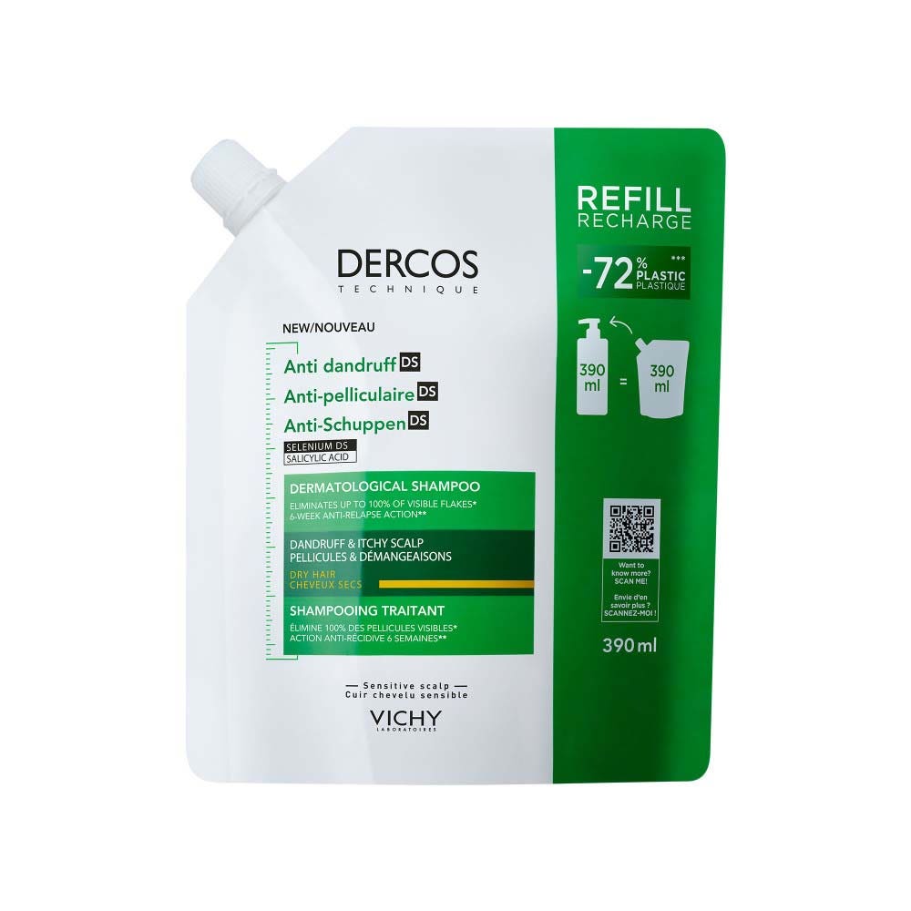 Vichy Dercos Eco Refill Anti-Dandruff Shampoo for Dandruff and Itching Dry hair 390ml (13.19fl oz)
