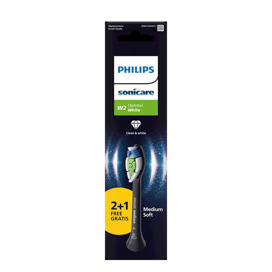 Philips Sonicare Black Toothbrush Heads Optimal White W2 HX6063/88 x2+1