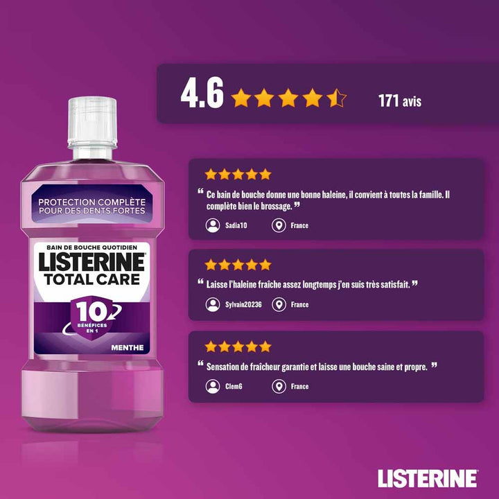 Listerine Zero Total Care Mouthwash Mint Flavour Goût Menthe 500ml (16.91fl oz)