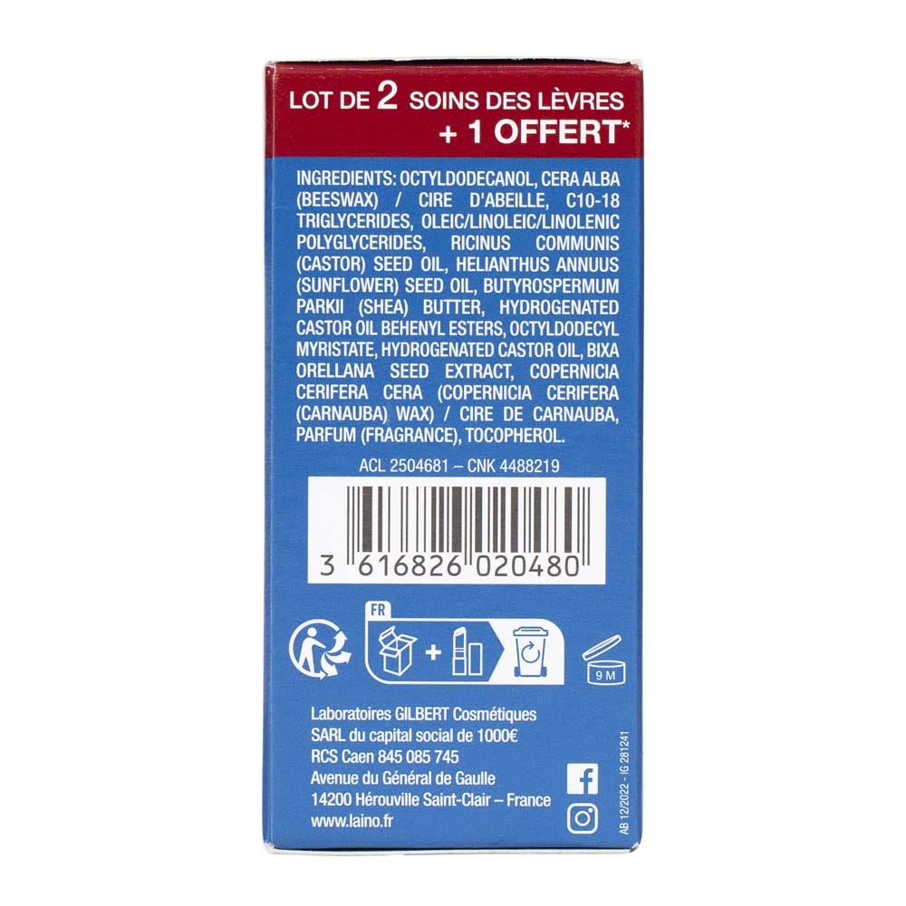 Laino Lip Care Beeswax Sticks 4g x3 (0.14 oz x3)