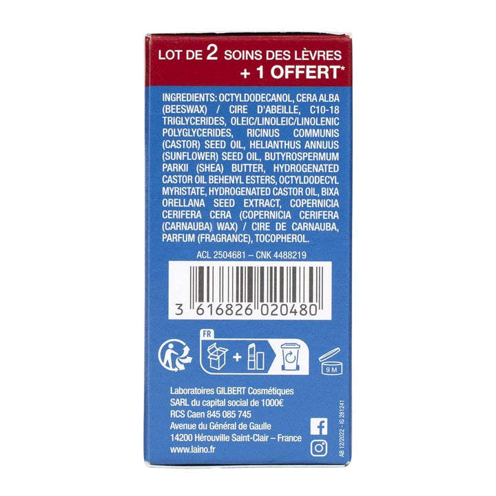 Laino Lip Care Beeswax Sticks 4g x3 (0.14 oz x3)