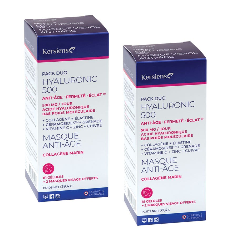 Pharm Nature Micronutrition Hyaluronic 500 2x 81 capsules + 2 free Face Masks