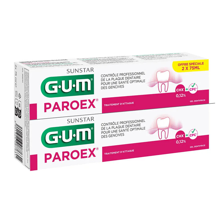 GUM Paroex Pasta dental antiplaca de doble acción 75ml x2