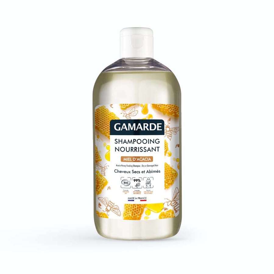 Shampoo Nourrissant Gamarde Miel d'Acacia Bio Cheveux Secs et Abîmés 500ml (16.91 fl oz) 