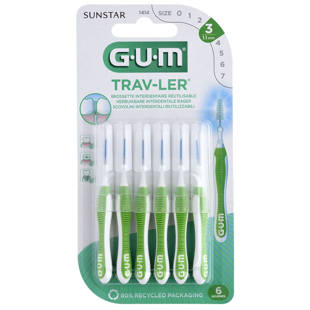 Gum Trav-ler 4 Travel Interdental Brushes 1414 Trav-ler 1.1 Mm x4