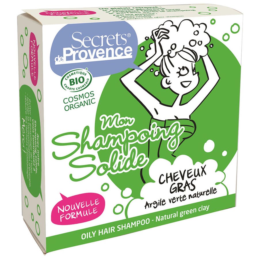 Secrets de Provence Shampoo solide Cheveux gras Argile verte bio naturelle 85g (3.0 oz) 