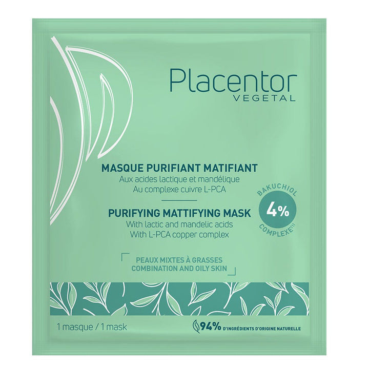 Placentor Végétal أقنعة منقية ومطفية للبشرة المختلطة إلى الدهنية 25g