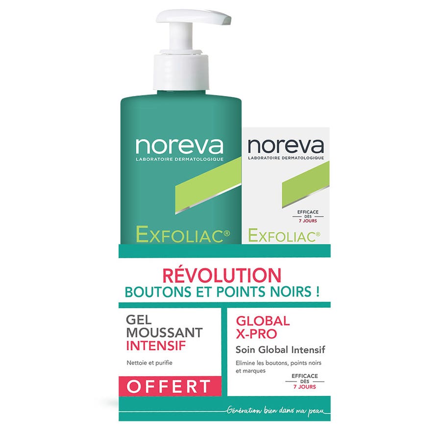  Noreva Exfoliac Gel Moussant Intensif et Set de Soins Globaux X-PRO 