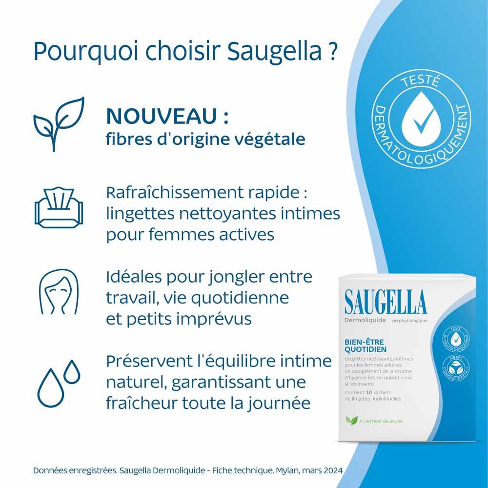 Saugella Dermoliquids Cleansing Wipes x10